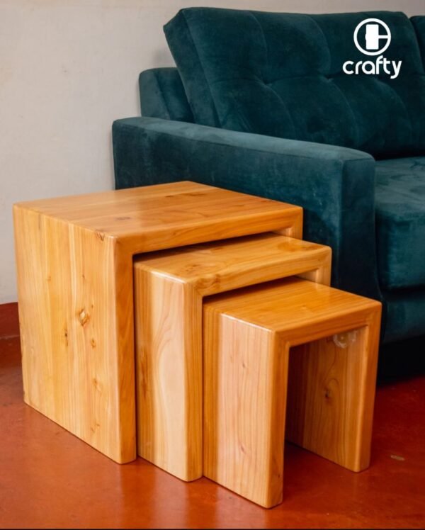 Solid Cypress Wood Nesting Stools – Set of 3 - Image 3