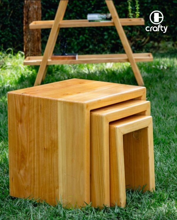 Solid Cypress Wood Nesting Stools – Set of 3 - Image 4