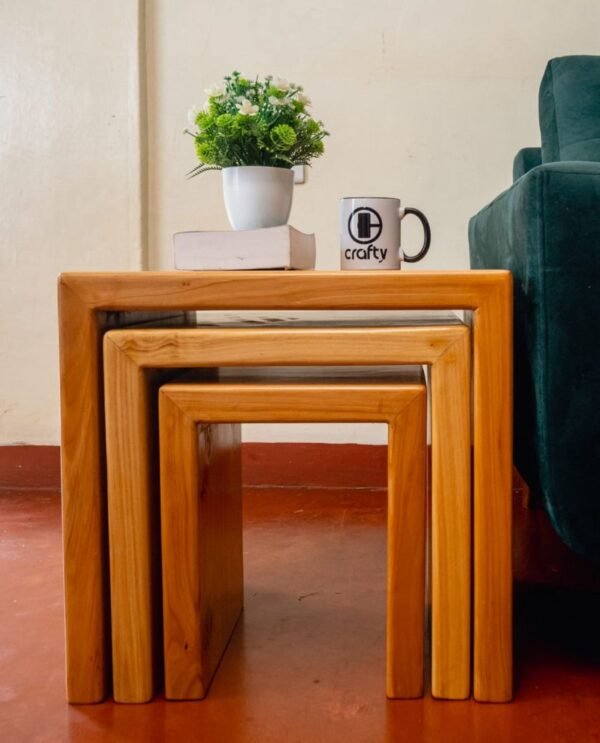 Solid Cypress Wood Nesting Stools – Set of 3 - Image 5