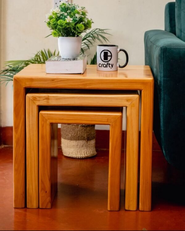 Solid Cypress Wood Nesting Stools – Set of 3 - Image 2