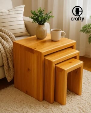 Solid Cypress Wood Nesting Stools – Set of 3